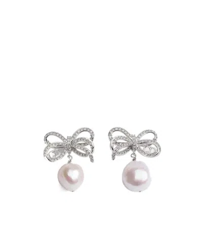 Dior Bow Earrings In Metallic