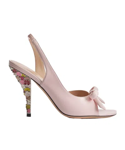 Dior Bow Heeled Slingback Sandal In Multi