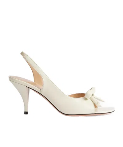 Dior Bow Heeled Slingback Sandal In White