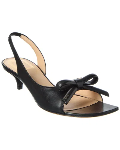 Dior Bow Leather Slingback Sandal In Black