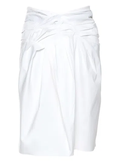 Pre-owned Dior Bow Midi Skirt In White