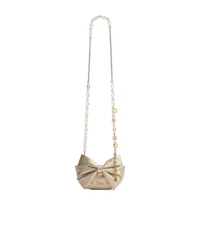 Dior Bow Mini Bag In Gold