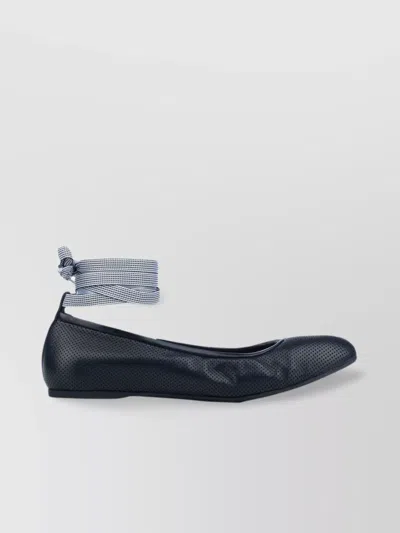 Dior Bow Perforated Flat Ballerina Shoes In Blue