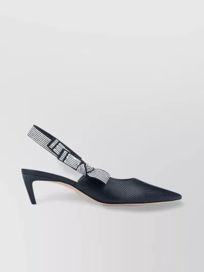 Dior Bow Perforated Pointed Toe Sandals In Blue