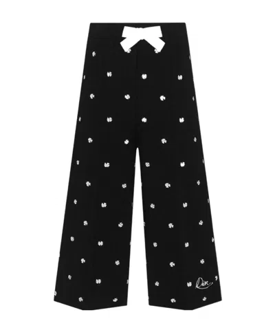 Dior Bow-tie Wide-leg Pants In Black