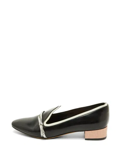 Pre-owned Dior Bow-detail Block-heel Loafers In Black