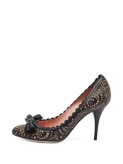 Pre-owned Dior Bow-detail Heeled Pumps In Black