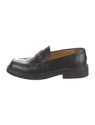 Pre-owned Dior Boy Leather Loafers In Black