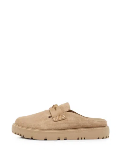Pre-owned Dior Boy Suede Flat Mules In Neutrals