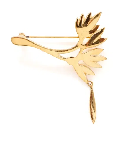 Pre-owned Dior Branch Dangle Brooch In Gold