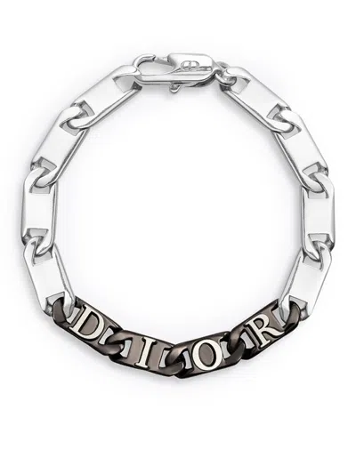 DIOR BRASS LINK BRACELET WITH SILVER AND RUTHENIUM FINISH