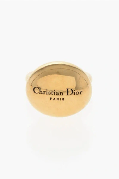 Dior Brass Pepite Logoed Ring Grösse M