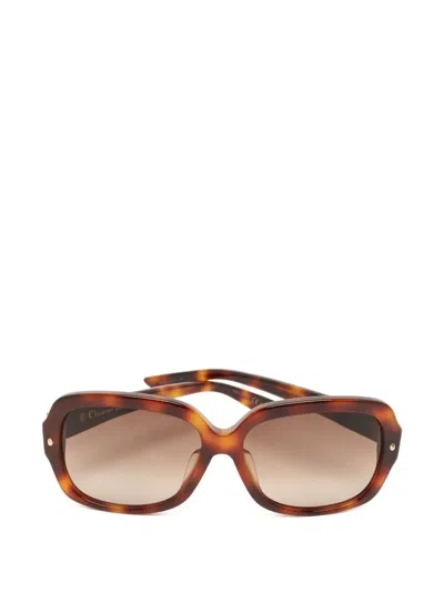Pre-owned Dior Brilliance F Square-shape Sunglasses In Brown
