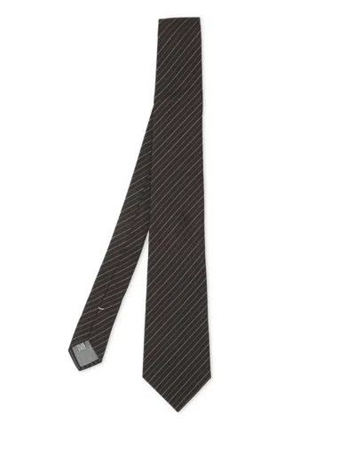 Pre-owned Dior Diagonal-stripe Silk Tie In Brown