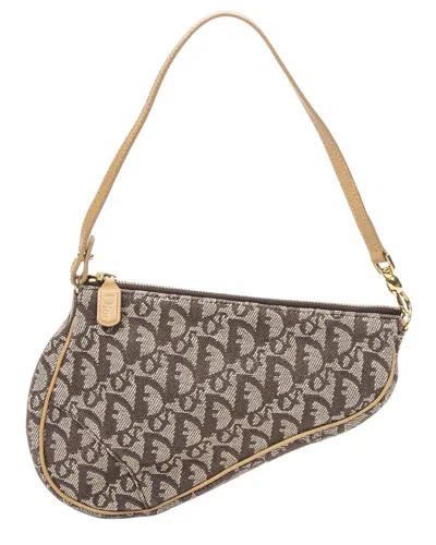 Pre-owned Dior Brown & Beige Issimo Canvas Mini Saddle Pochette (authentic Pre-  Loved)