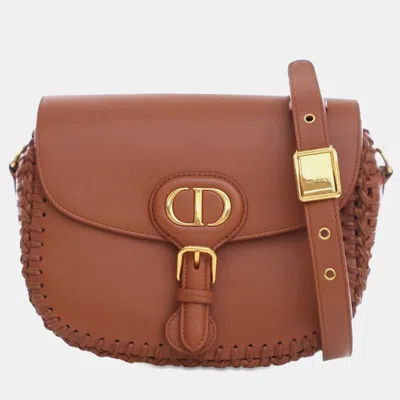 Pre-owned Dior Brown Calf Leather Medium Calfskin Whipstitched Bobby Crossbody Bag
