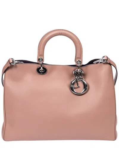 Dior Brown Calfskin Leather Large Shopper Tote In Pink