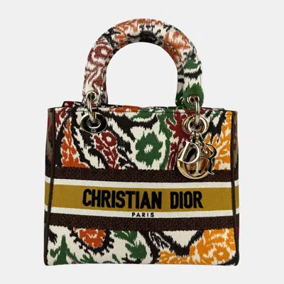 Pre-owned Dior Brown Canvas Lady D-lite Shoulder Bag In Multicolor