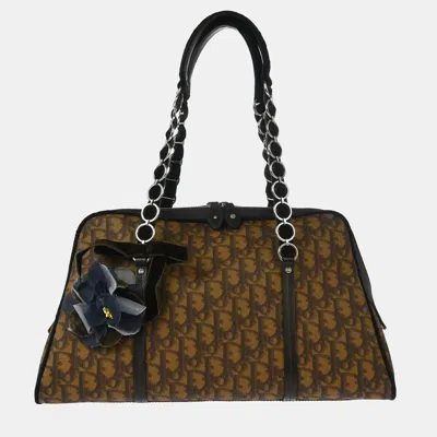 Pre-owned Dior Brown Canvas Romantic Trotter Handbag