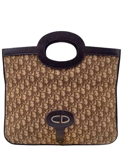 Pre-owned Dior Brown Cotton Trotter Clutch (authentic Pre-loved)