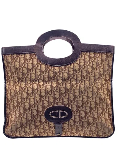 Pre-owned Dior Brown Cotton Trotter Clutch (authentic Pre-loved)