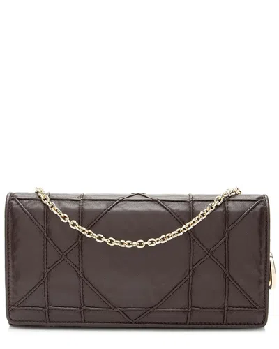 DIOR DIOR BROWN LAMBSKIN RENDEZVOUS WALLET ON CHAIN (AUTHENTIC PRE-LOVED)