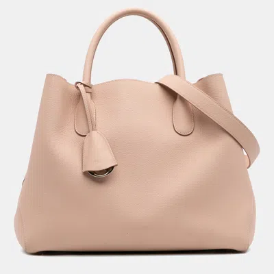 Pre-owned Dior Brown Large Supple Grained Calfskin Open Bar Tote