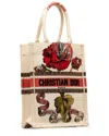 Dior Brown Leather Fleurs Bibliques Embroidery Vertical Book Tote (authentic  Pre-loved) In Multi