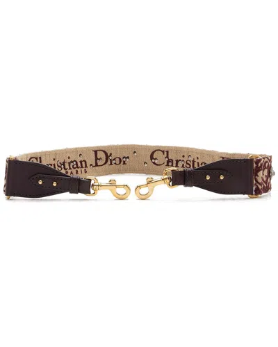 Pre-owned Dior Brown Leather Oblique Studded Shoulder Strap (authentic Pre-loved)
