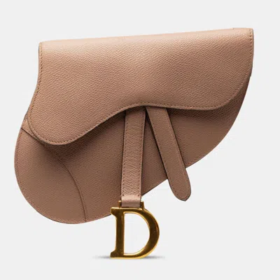 Pre-owned Dior Brown Leather Saddle Belt Bag