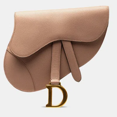 Pre-owned Dior Brown Leather Saddle Belt Bag