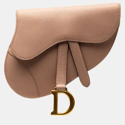 Pre-owned Dior Brown Leather Saddle Belt Bag