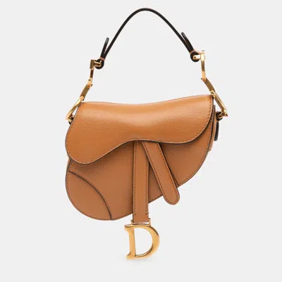 Pre-owned Dior Brown Micro Goatskin Saddle Bag