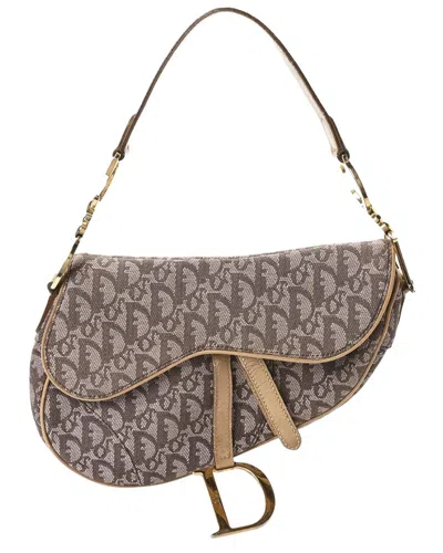 Dior Brown Monogram Coated Canvas Saddle Bag (authentic Pre-loved) In Gray