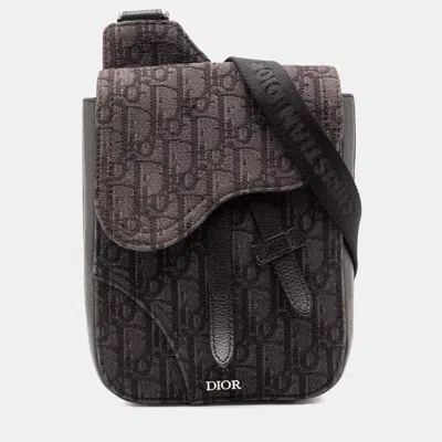 Pre-owned Dior Brown Oblique Canvas Saddle Pouch Crossbody