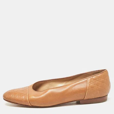 Pre-owned Dior Brown Quilted Cannage Leather Ballet Flats Size 39