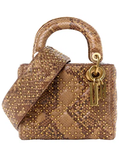 Dior Brown Snakeskin Studded Mini Lady  (authentic Pre-loved)