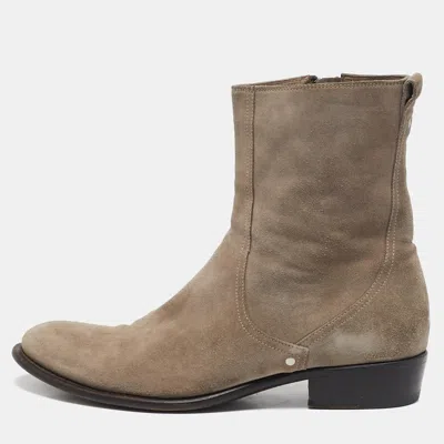 Pre-owned Dior Brown Suede Cowboy Ankle Boots Size 44
