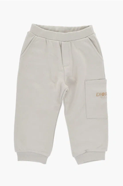 Dior Brushed Cotton Cargo Joggers In Gray