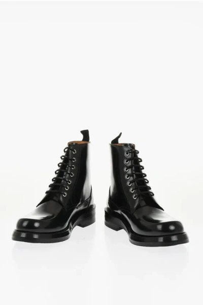 Dior Brushed Leather Carlo Combat Booties In Black