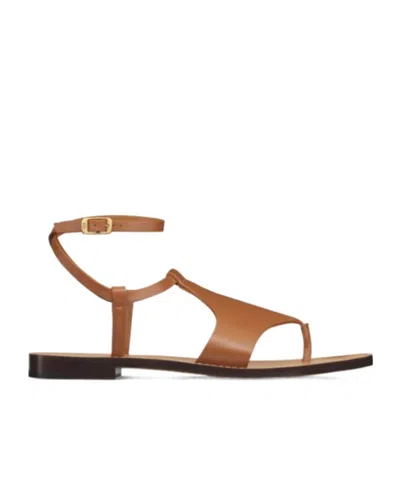 Dior Buck-down Detail Flat Sandals In Brown
