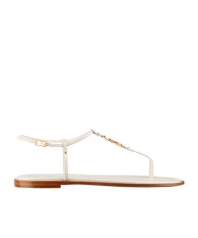 Dior Buck-down Detail Flat Sandals In White