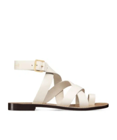 Dior Buck-down Detail Flat Sandals In White