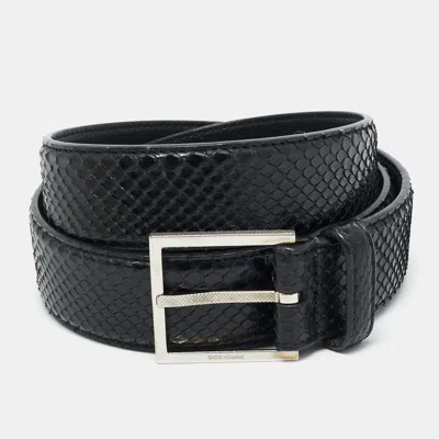 Pre-owned Dior Buckle 95cm Belt Black Snakeskin