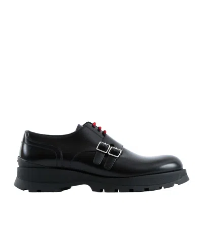 Dior Buckle Derby Shoes In Black