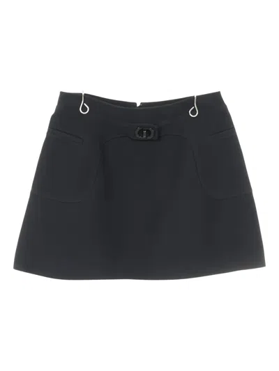 Pre-owned Dior Buckle Mini Skirt In Black