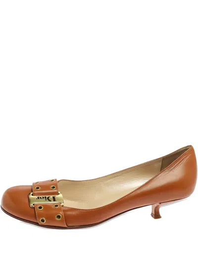 Pre-owned Dior Buckled Grommet Pumps In Brown