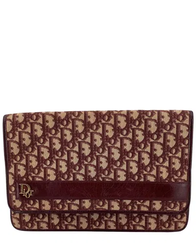 Dior Burgundy Cotton Clutch (authentic Pre-loved) In Brown