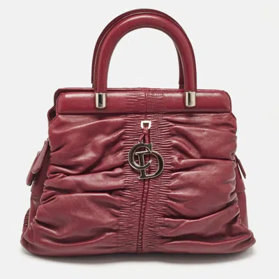 Pre-owned Dior Burgundy Leather Karenina Frame Tote