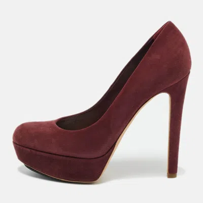 Pre-owned Dior Burgundy Suede Platform Pumps Size 37.5